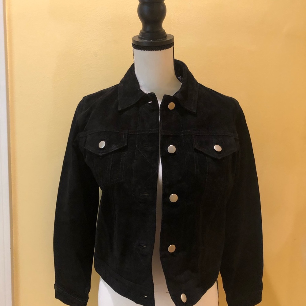 Black 100% leather suede jacket